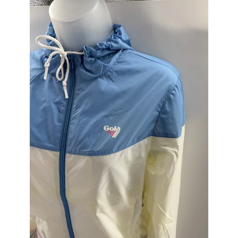 Gola Bonnetti‎ Windbreaker Jacket Blue White Colorblock Womens 10 New